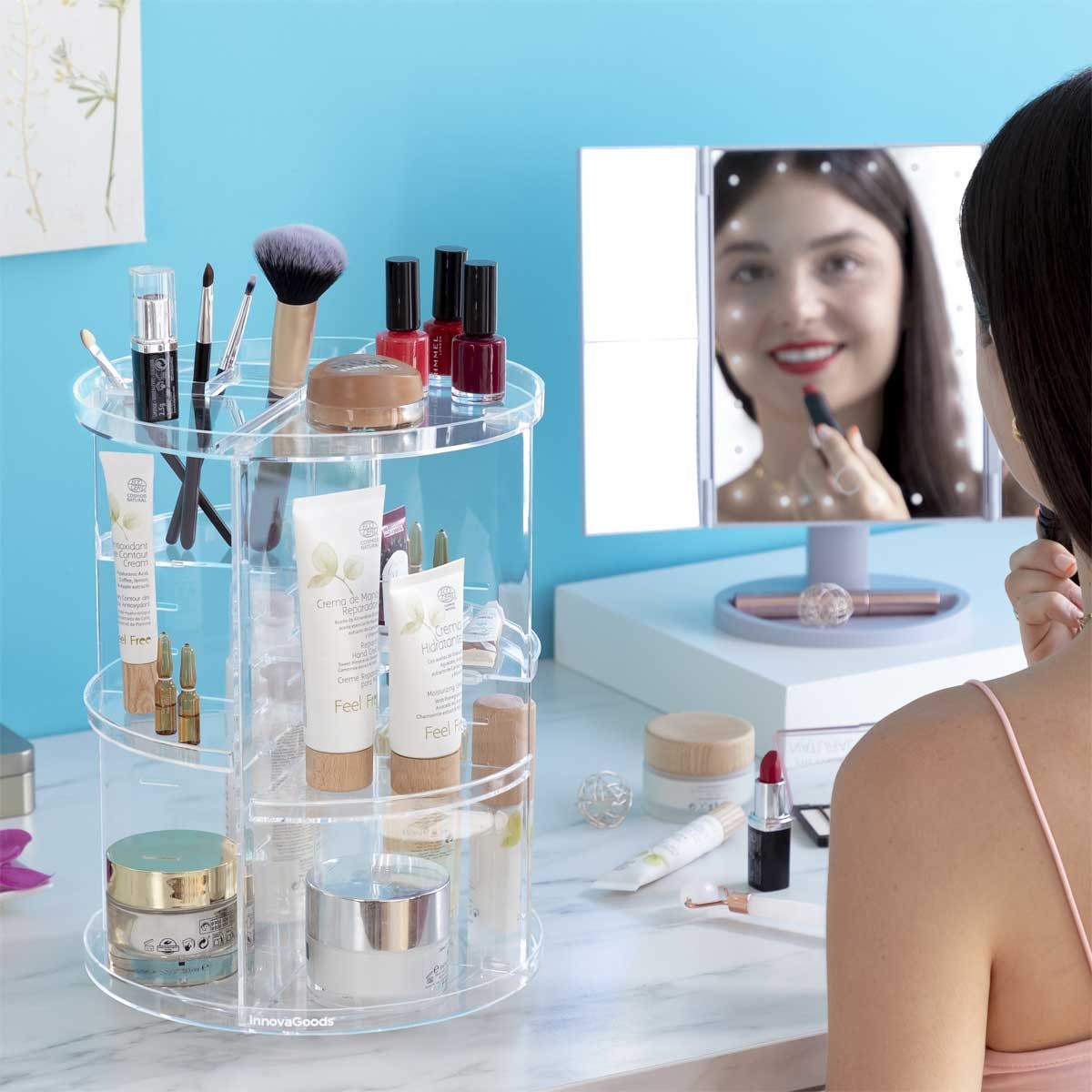 Organisateur de maquillage rotatif