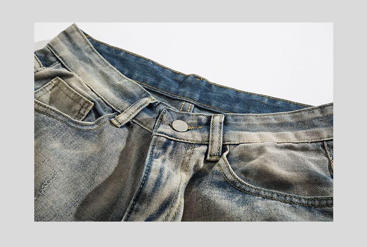Yelmenor - Middelhoge denim shorts met distressed effect
