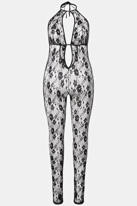 Catsuit, Neckholder, Spitze, Ouvert-Öffnung