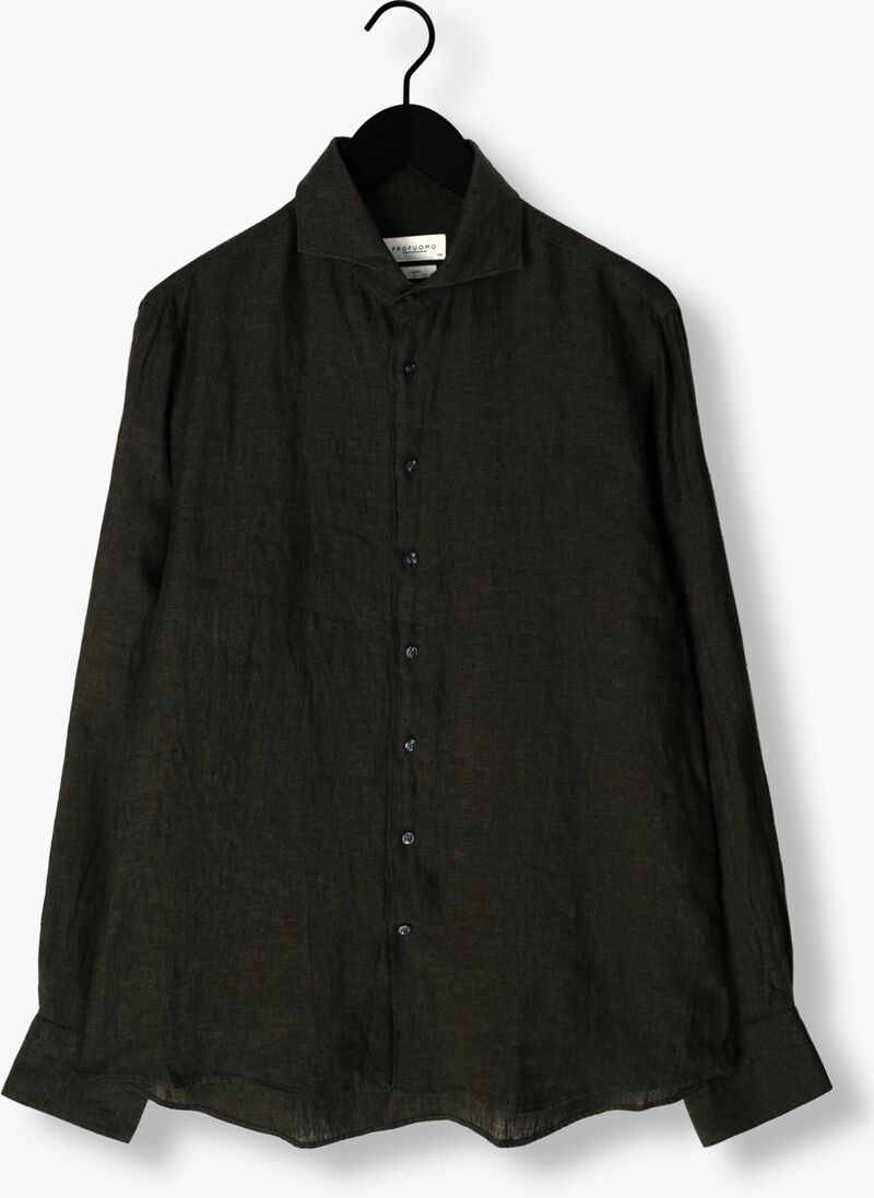 PROFUOMO donkergroene profuomo klassiek overhemd shirt x-cutaway sc linnen