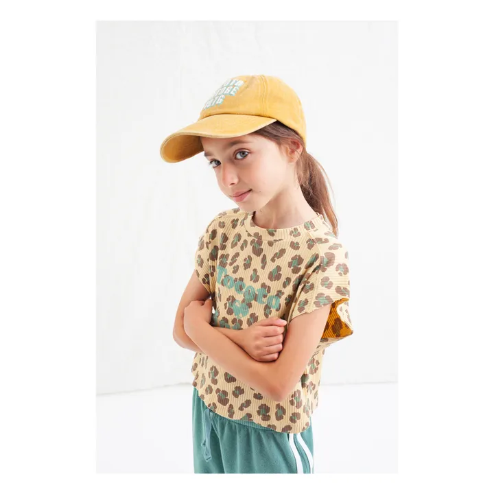 Tocoto Vintage T-Shirt Sans Manches Côtelé Léopard | Jaune