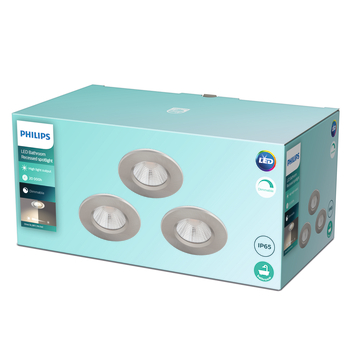 Philips inbouwspot Dive 5.5W 2700K Nikkel 3-pack