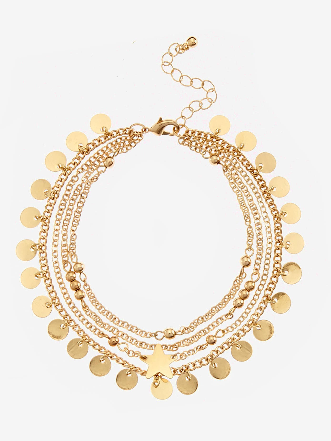 Superbe chaîne de cheville multi-rangées avec pendentifs