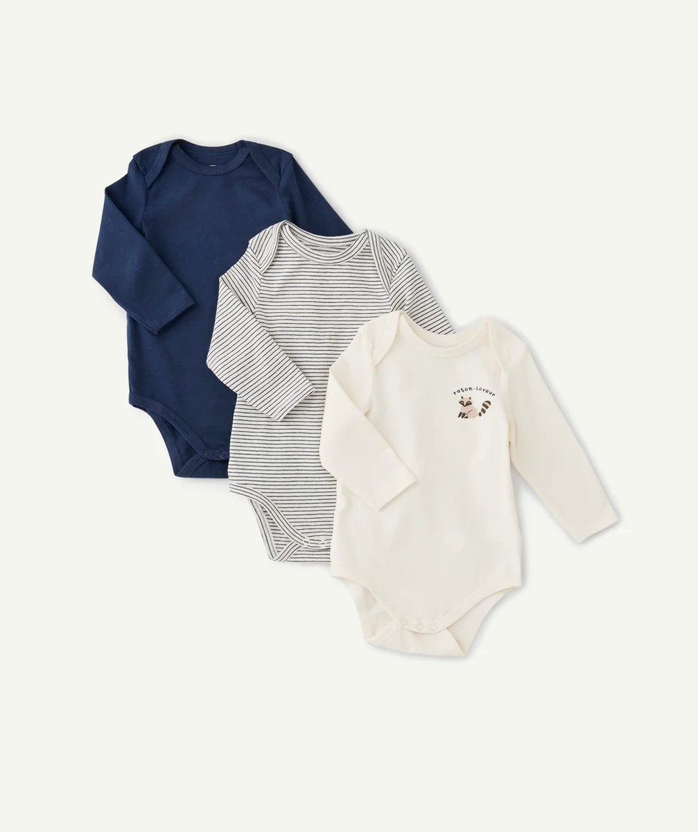 LOT DE 3 BODIES BÉBÉ EN COTON BIO RATON LOVEUR
