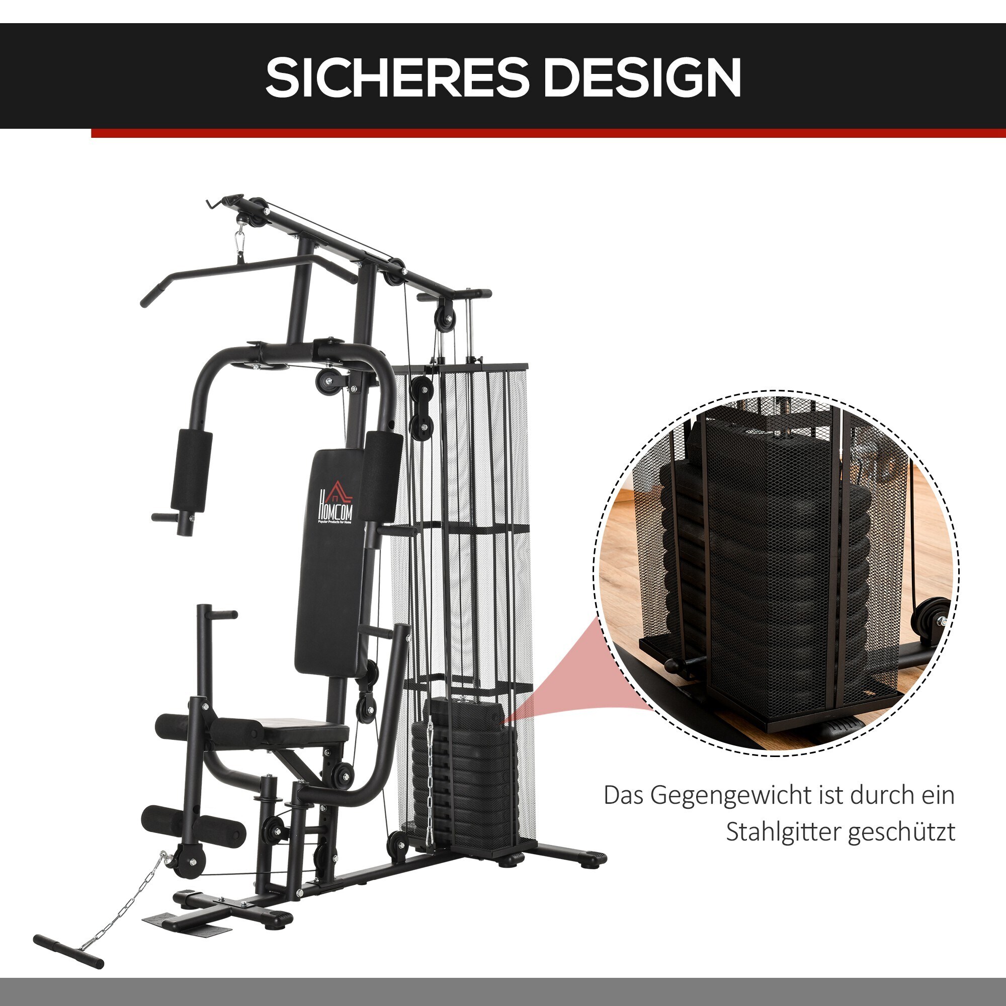HOMCOM Kraftstation für das Home Gym 150 x 110 x 210 cm (LxBxH)