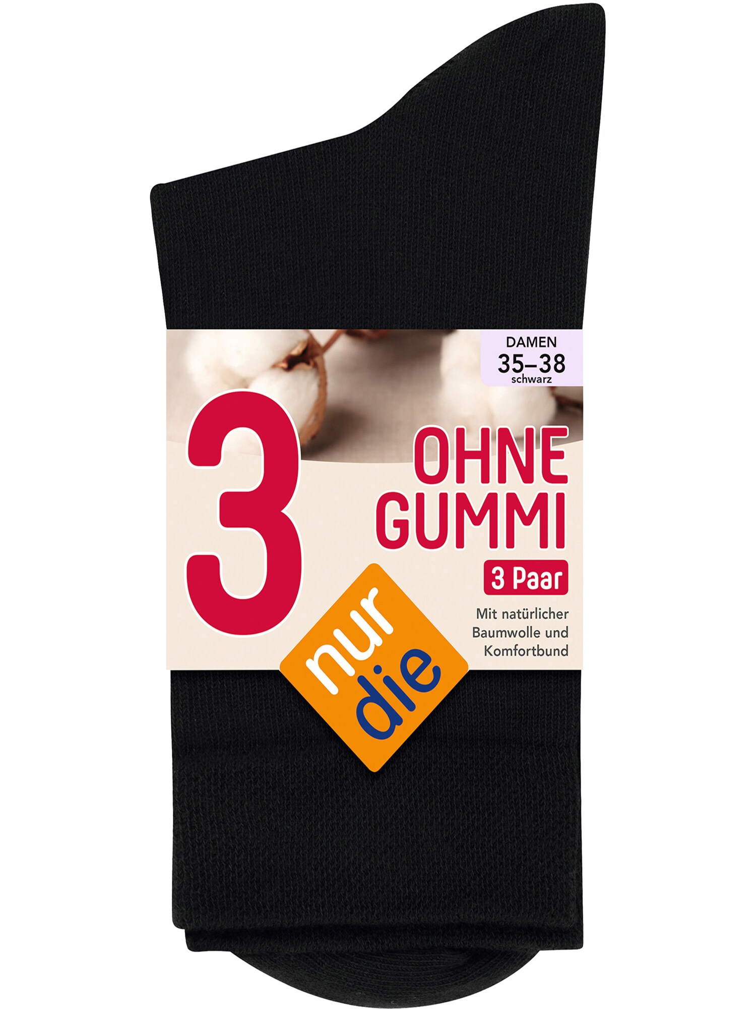NUR DIE Damen Freizeitsocken 3er-Pack Ohne Gummi 3er Pack