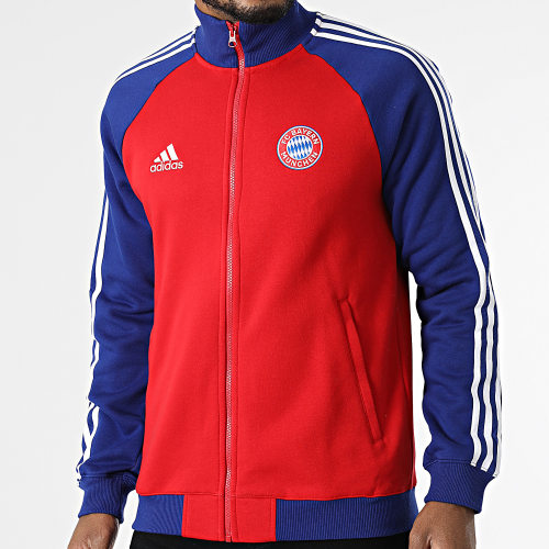 Veste Zippée A Bandes FC Bayern H67174 Rouge Bleu Roi