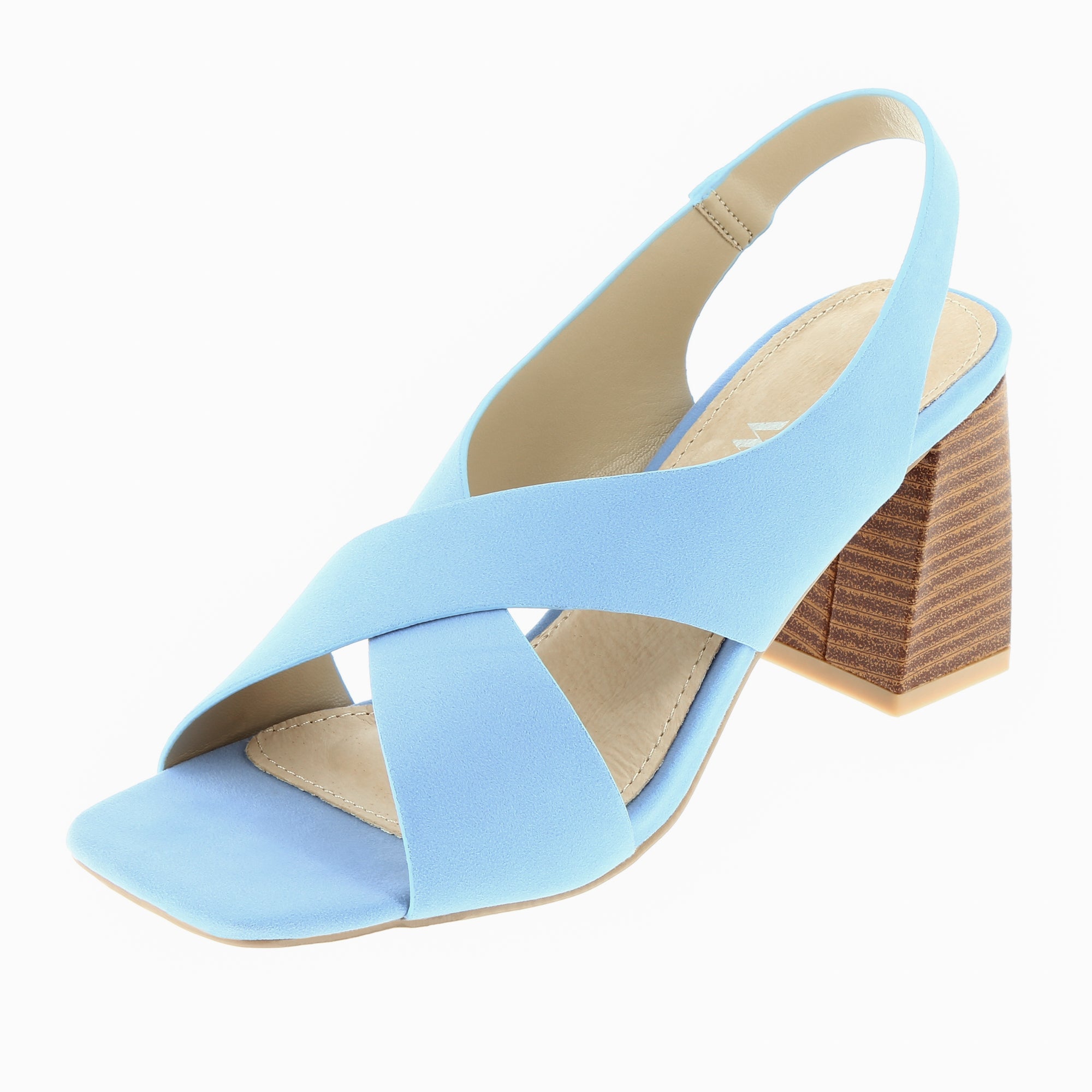 Sandales à talon, Compensées-Sandales Dakota bleu clair à brides croisées et talon haut