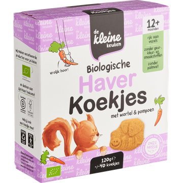De Kleine Keuken Biologische Haverkoekjes met Wortel en Pompoen 12+ Maanden 40 Stuks 120 g