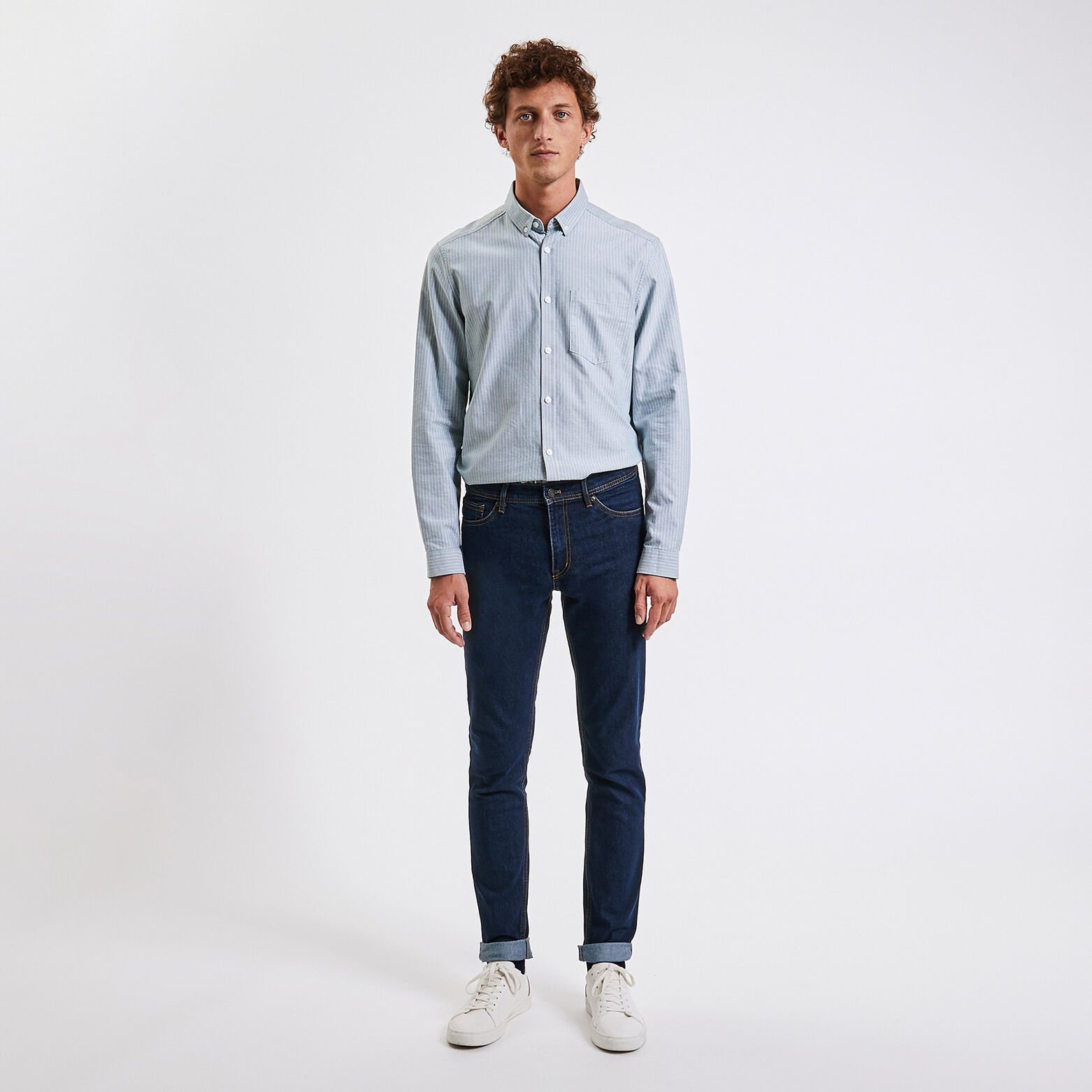 Jean slim en coton et polyester recyclés Bleu