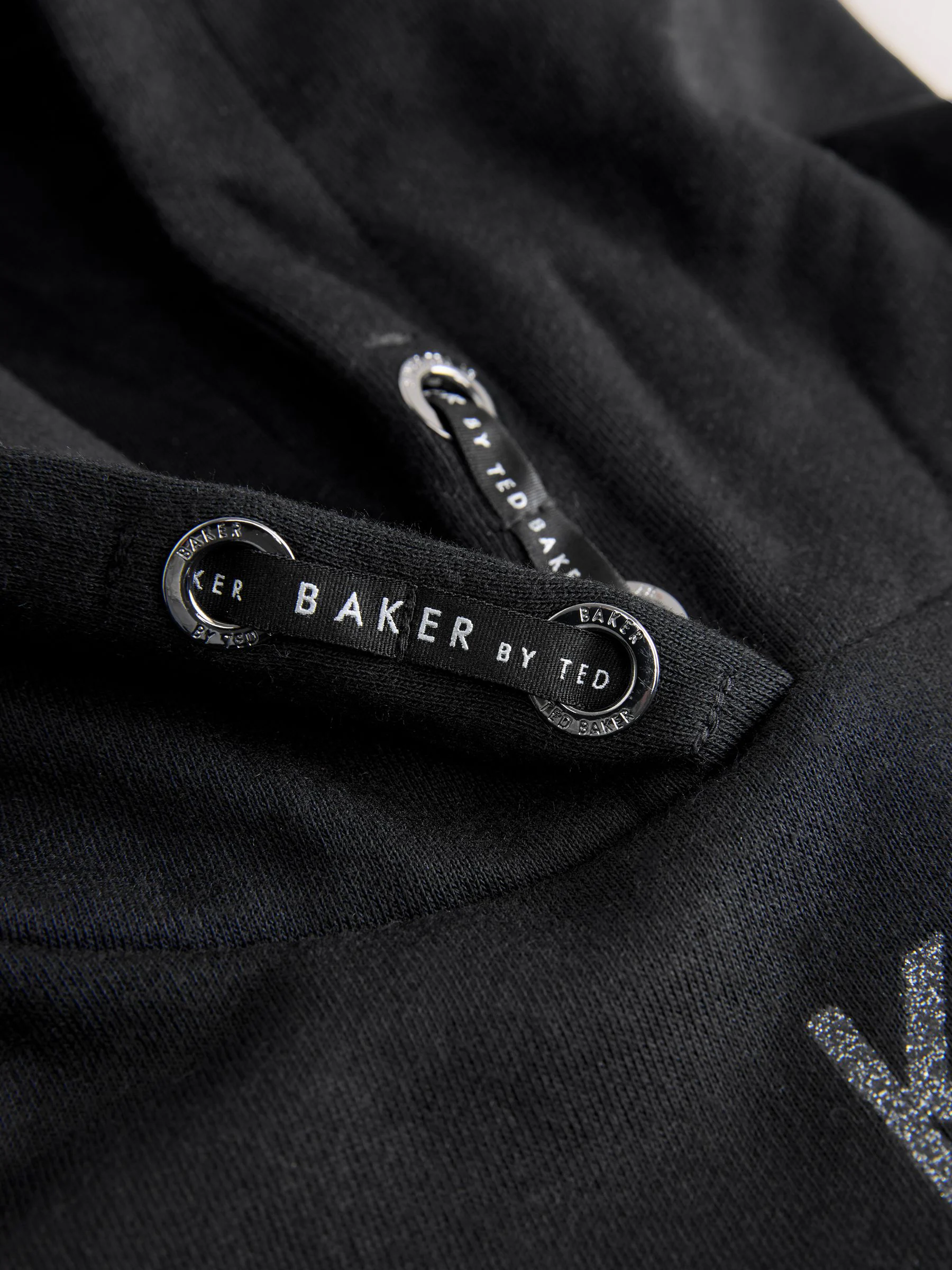 Baker by Ted Baker Empire Waist Mesh Hooded Black Dress