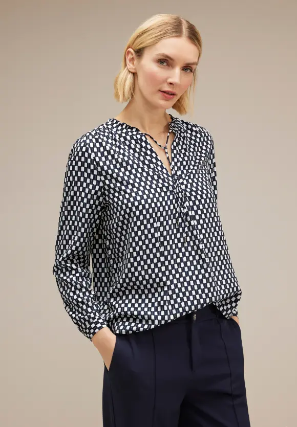 Viskose Printbluse - deep blue