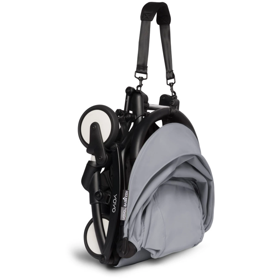 BABYZEN Kinderwagen YOYO2 0+ Black mit Neugeborenenaufsatz und Textilset Stone