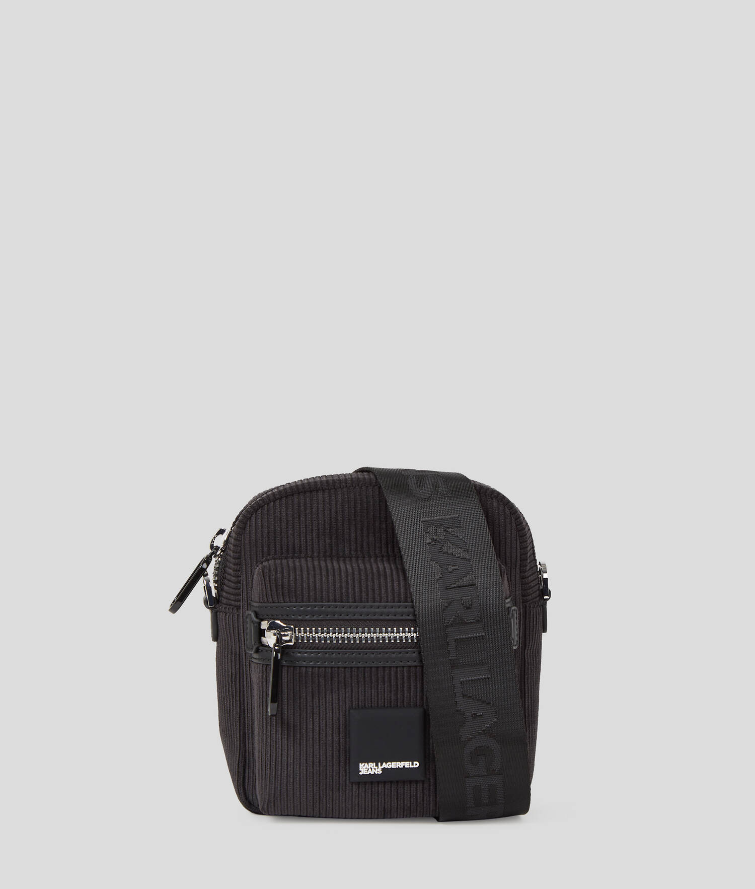 SAC BANDOULIÈRE EN VELOURS CÔTELÉ AVEC LOGO KLJ ENCADRÉ