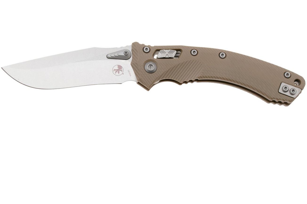 Microtech Amphibian 137RL-10FLGTTA, Stonewashed M390MK, Fluted Tan G-10 zakmes