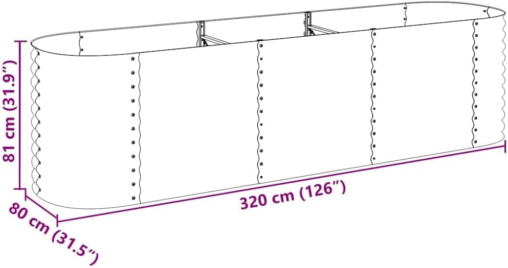 vidaXL Hochbeet Stahl Silbern 320x80x81 cm Gemüsebeet Pflanzbeet Pflanzkasten