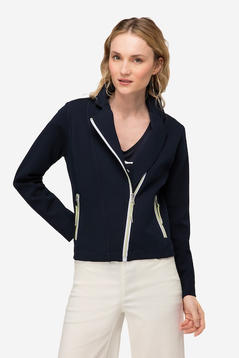 Biker-Jacke, Sweat, Revers, Zipper, Langarm