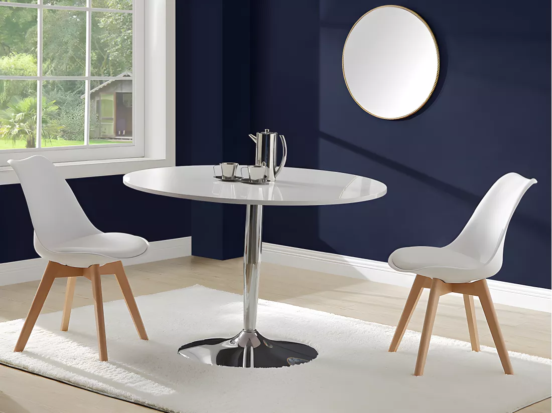 Lot de 6 chaises JODY - Polypropylène Hêtre - Blanc