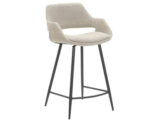CONCEPT1 - Tabouret de bar Lot de 2 T. Esmee gris eff laine bouclette (plan)