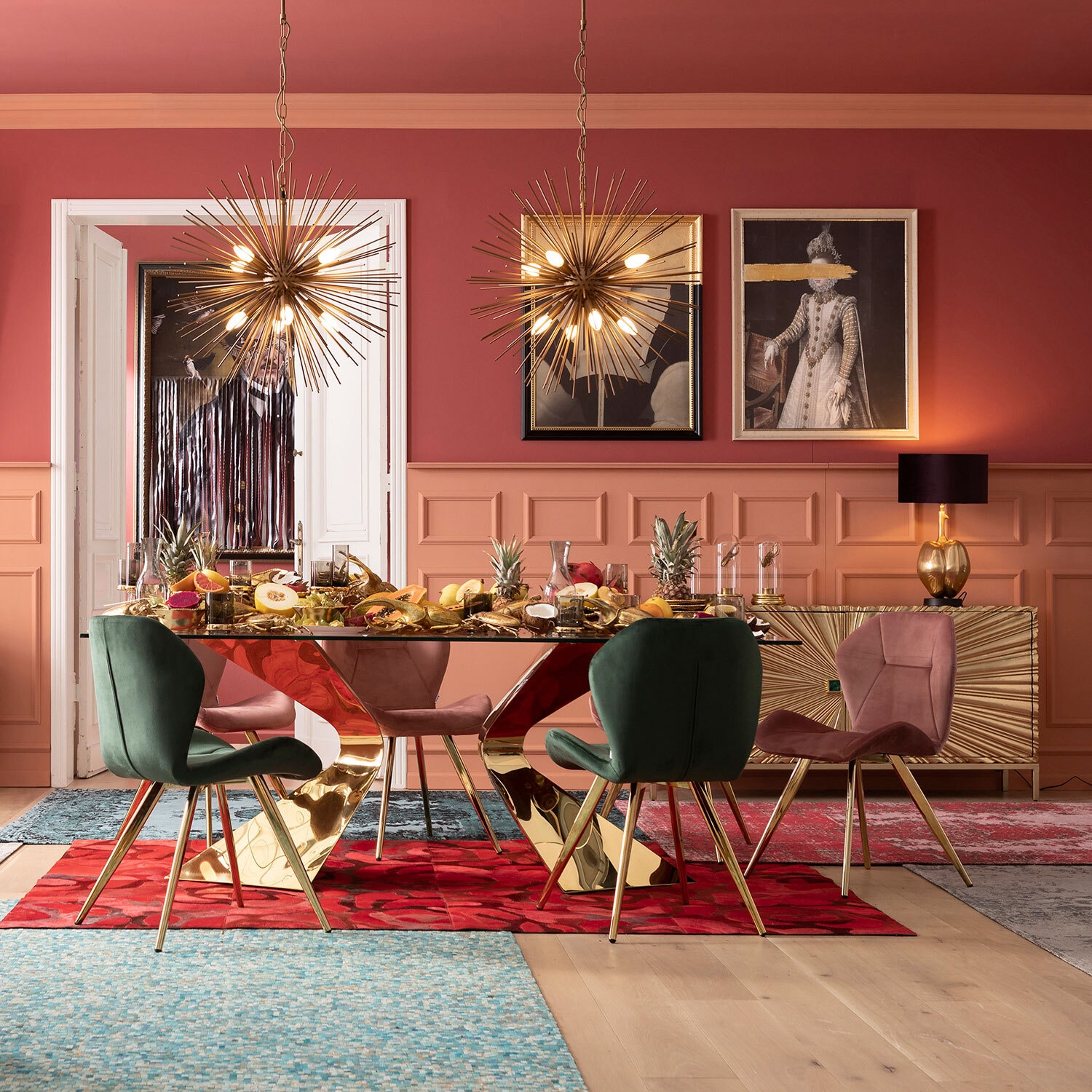KARE DESIGN Esstisch GLORIA 100 x 200 cm goldfarbig