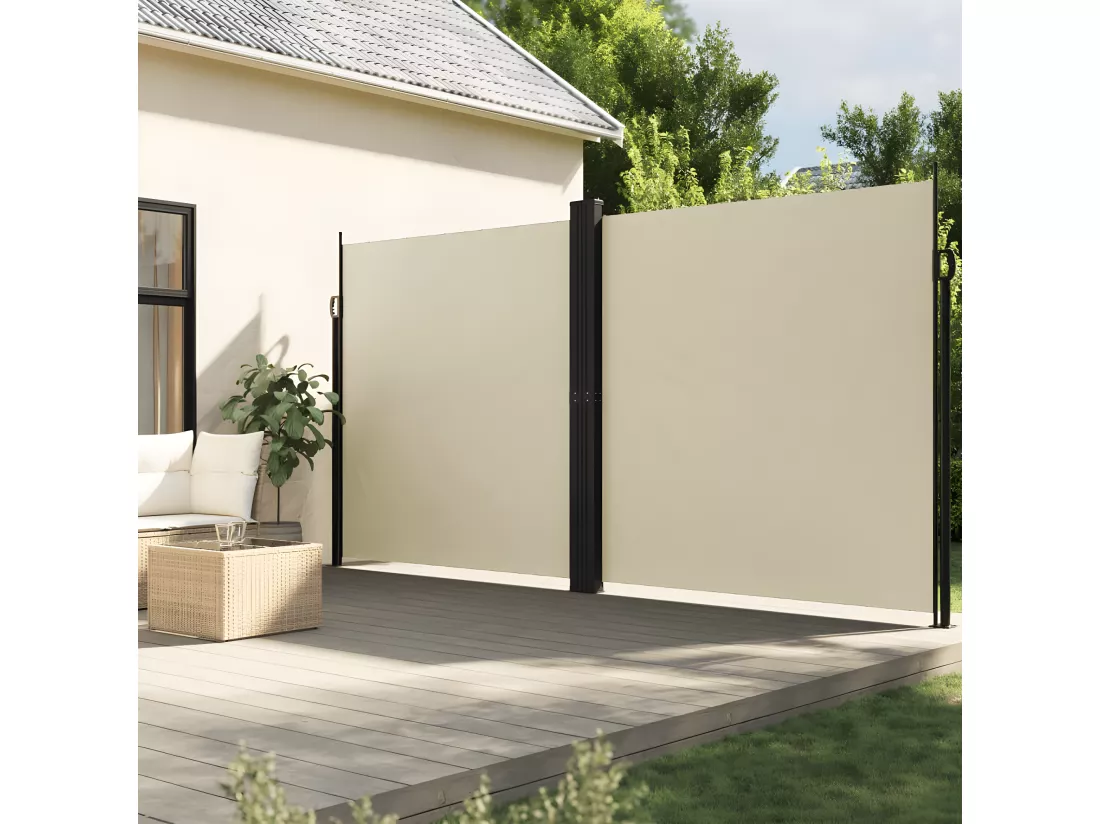 Auvent latéral rétractable crème 220x600 cm