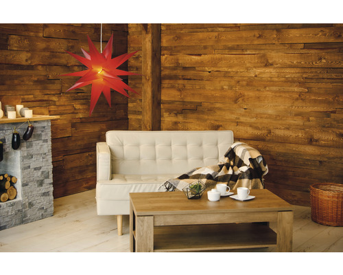 LED kunststof ster Ø 35 cm, rode LED, warm wit licht, incl. timer