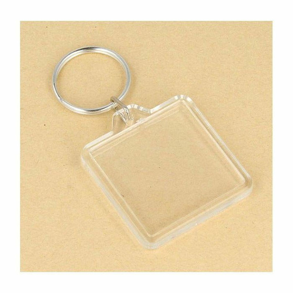 8 porte-clés transparents pour photos 3 x 3 cm