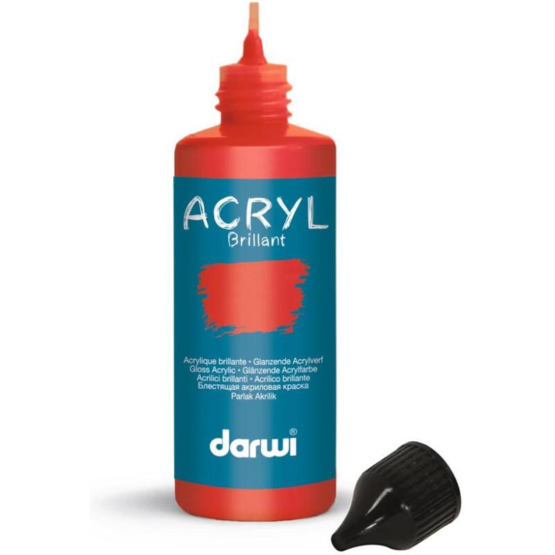 Darwi Flacon de 80 ml de Peinture Acrylique Universelle Brillante - vermillon