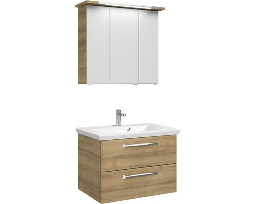 Pelipal Kumba badkamermeubelset, BxHxD 80 x 200 x 51 cm, frontkleur eiken riviera met witte mineraal gegoten wastafel, 99.77022547