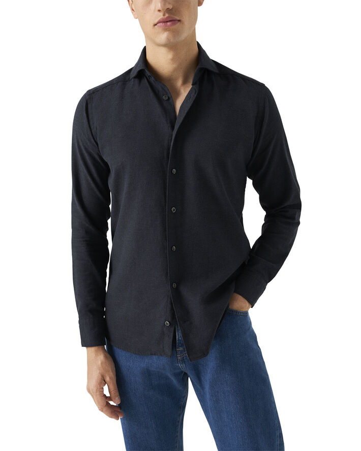 ETON Slim Fit Navy Blue Flannel Shirt Blå