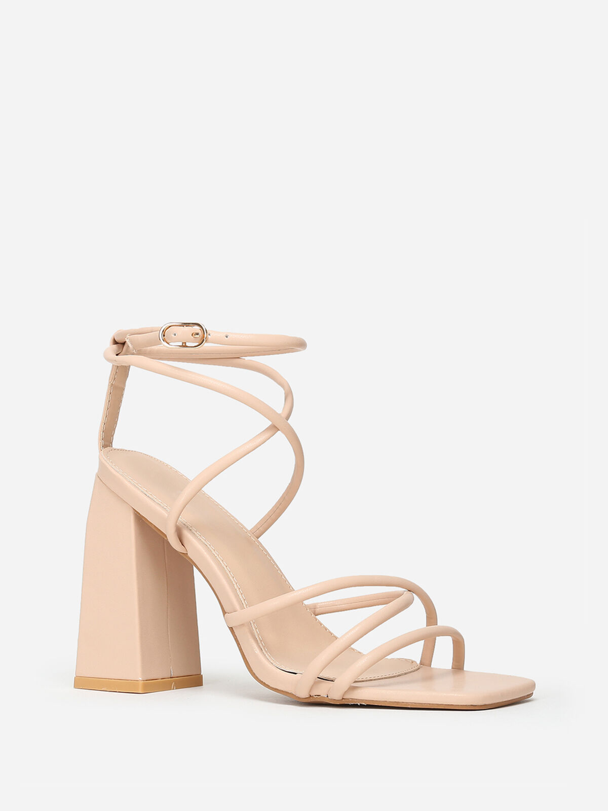 Sandales à fines brides en simili- Beige
