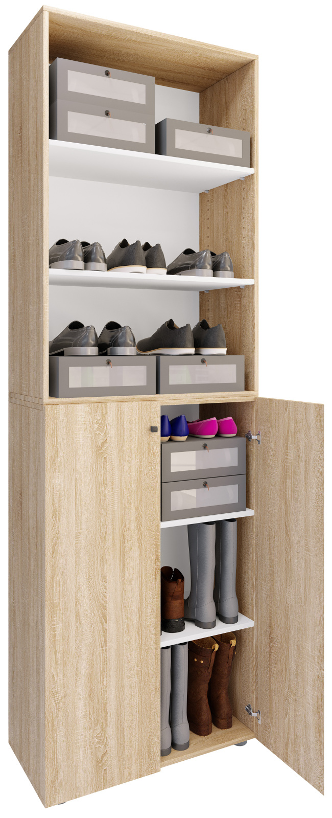 Schuhschrank LONA XL - Sonoma Eiche - 3 offene Fächer