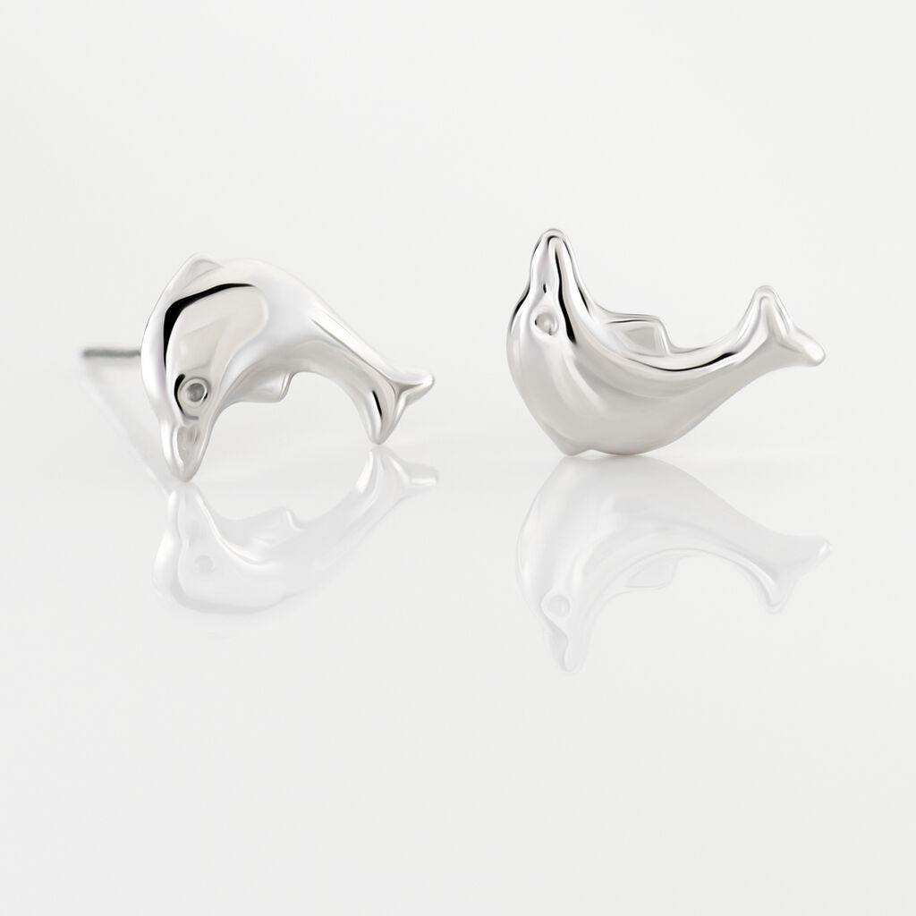 Boucles D'oreilles Puces Fulvie Dauphin 5 Or Blanc