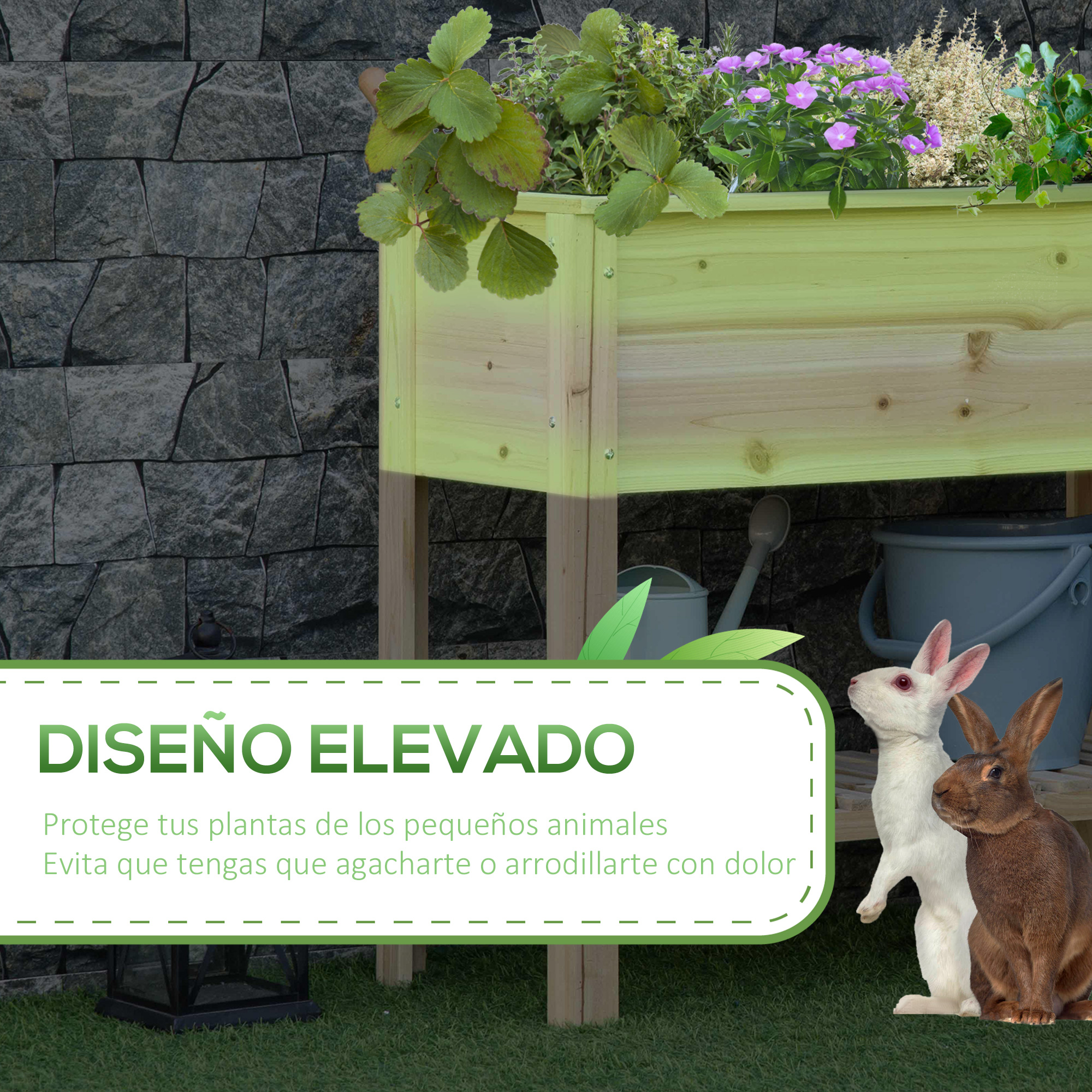 Horta urbana elevada Outsunny com prateleira, 90x40x81 cm, mesa de cultivo em madeira com tecido não tecido para cultivo de plantas, flores e jardinagem natural.