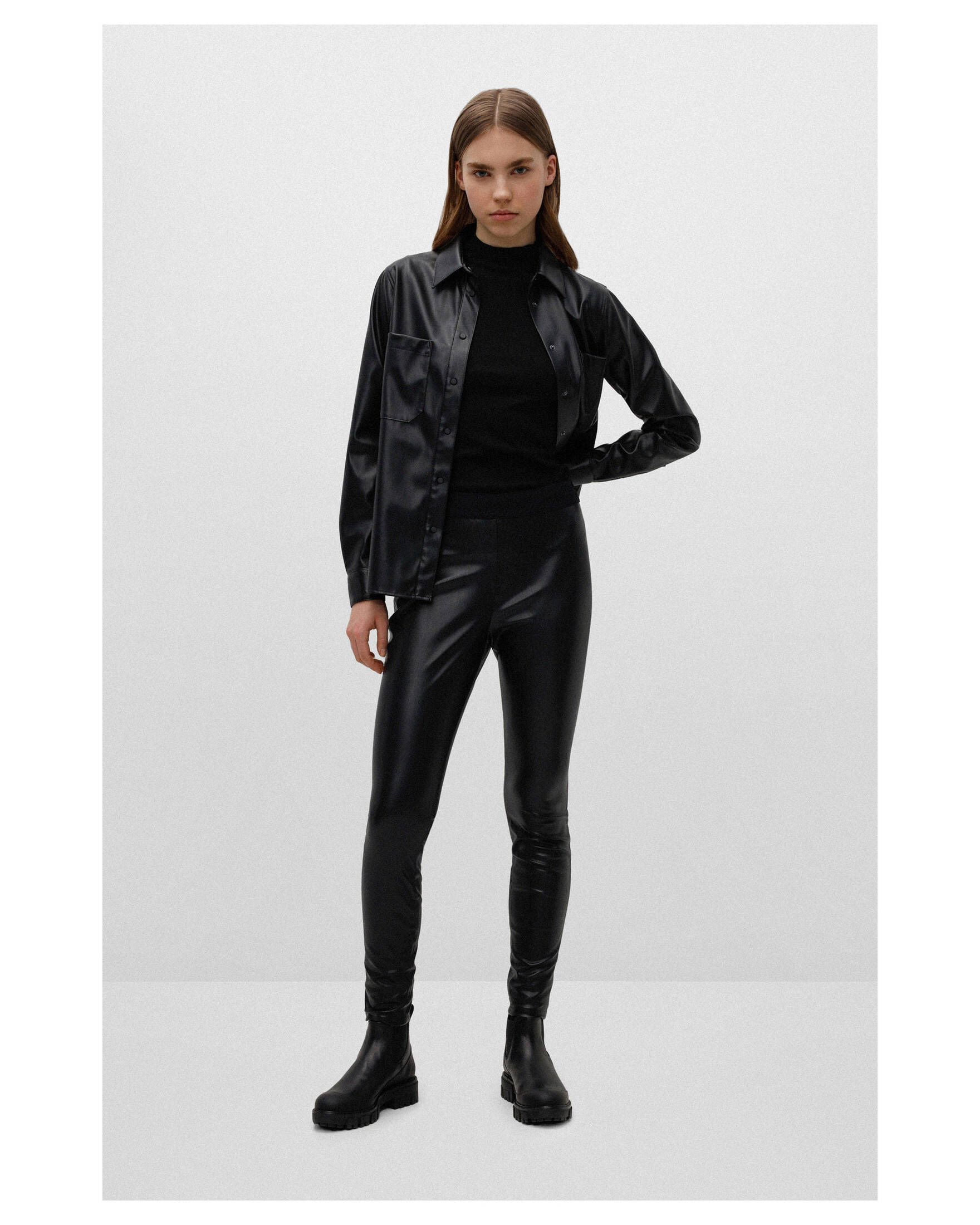 HUGO| Damen Kunstlederhose HONATI-3 Extra Slim Fit