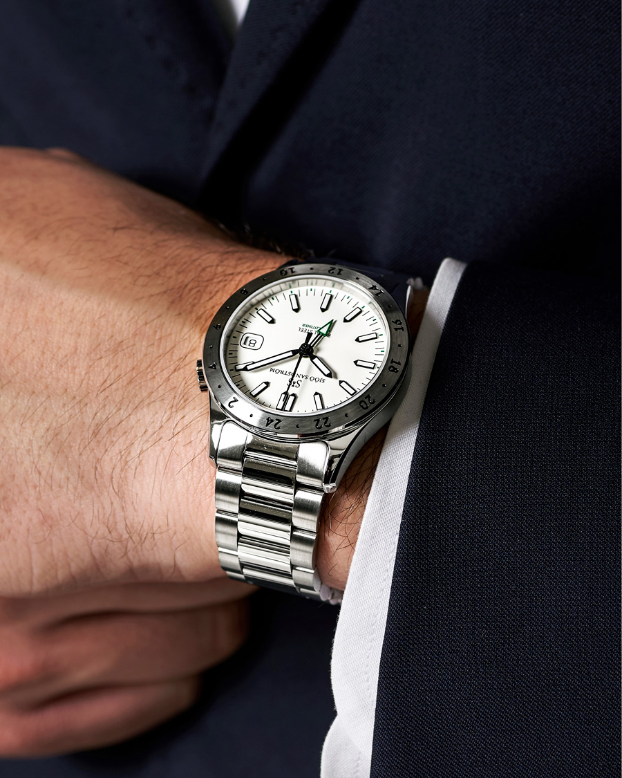 Sjöö Sandström Royal Steel Worldtimer 36mm White with Steel
