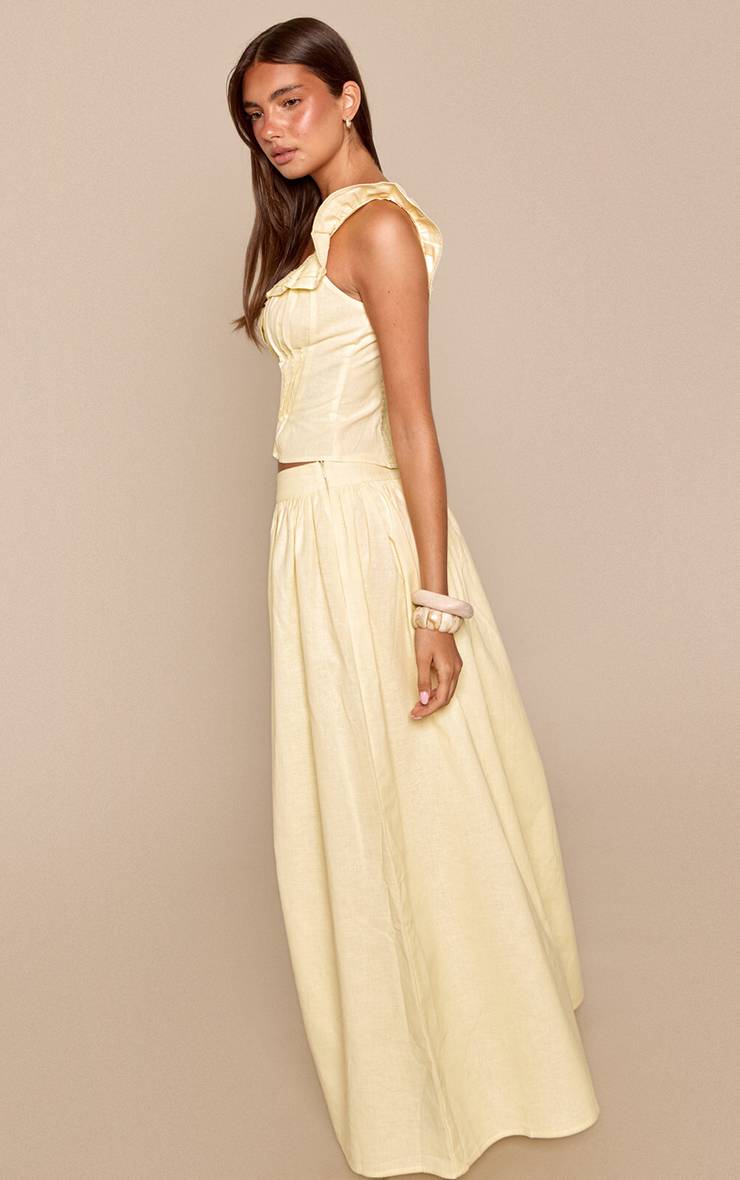 Citron Jupe Maxi Plissée En Coton Coordonnée