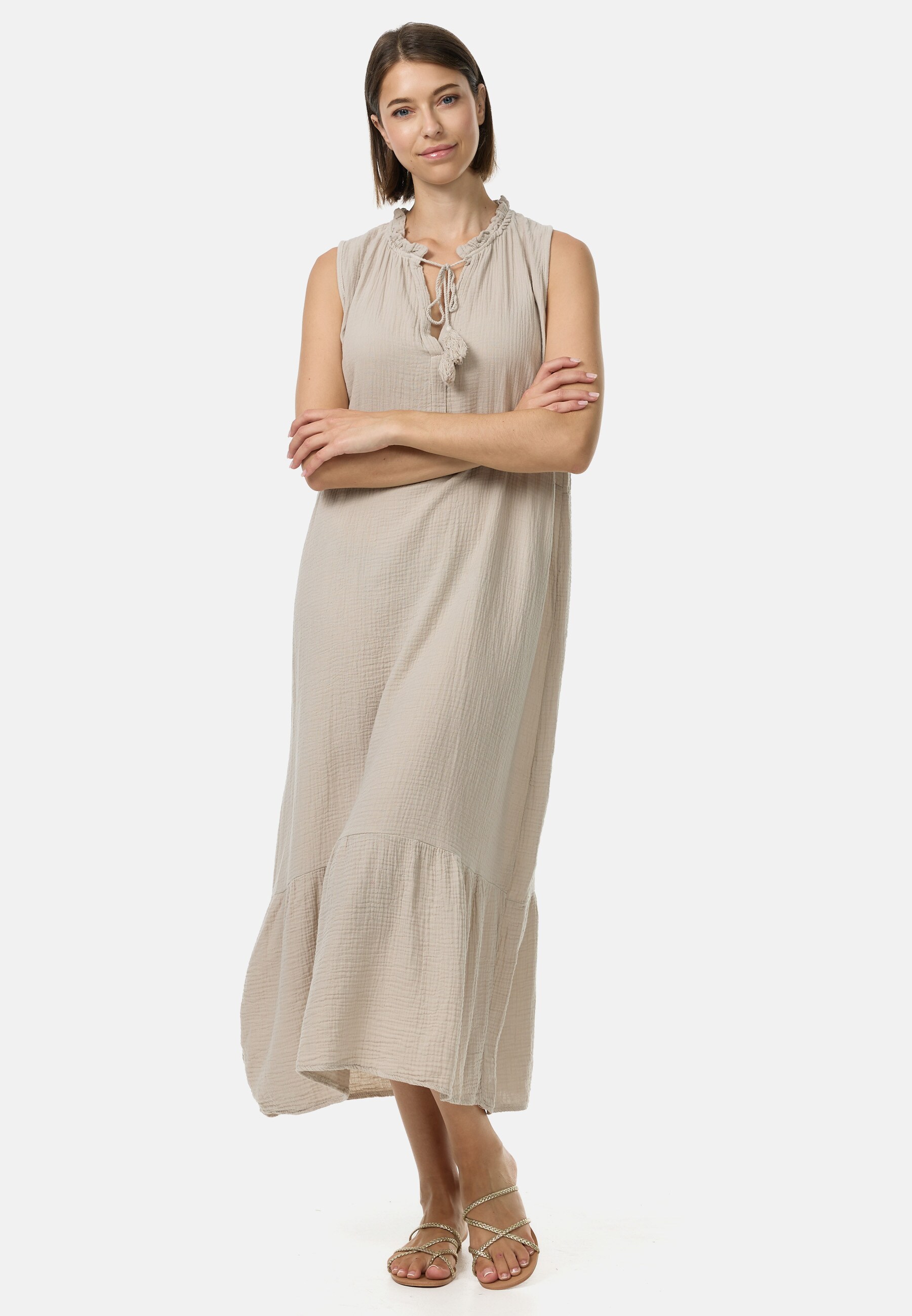 PM SELECTED Damen Ärmelloses Musselin Maxikleid in Einheitsgröße PM46