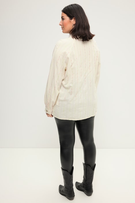 Bluse, oversized, Color-Noppen, Hemdkragen, Langarm