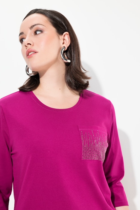 Shirt, Zierstein-Brusttasche, Rundhals, 3/4-Arm