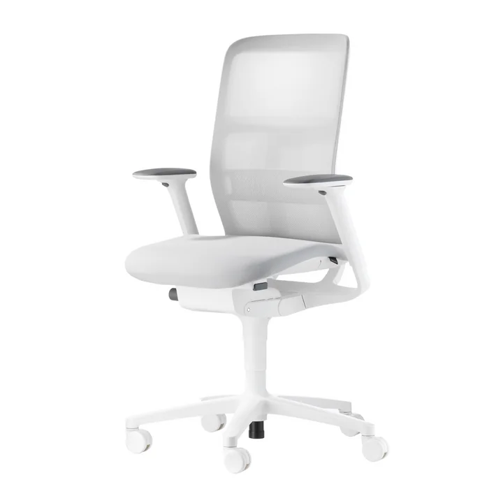 Wilkhahn - AT 187/71 Mesh Bürodrehstuhl mit Sitztiefenverlängerung, weiss / hellgrau (Teppichboden)
