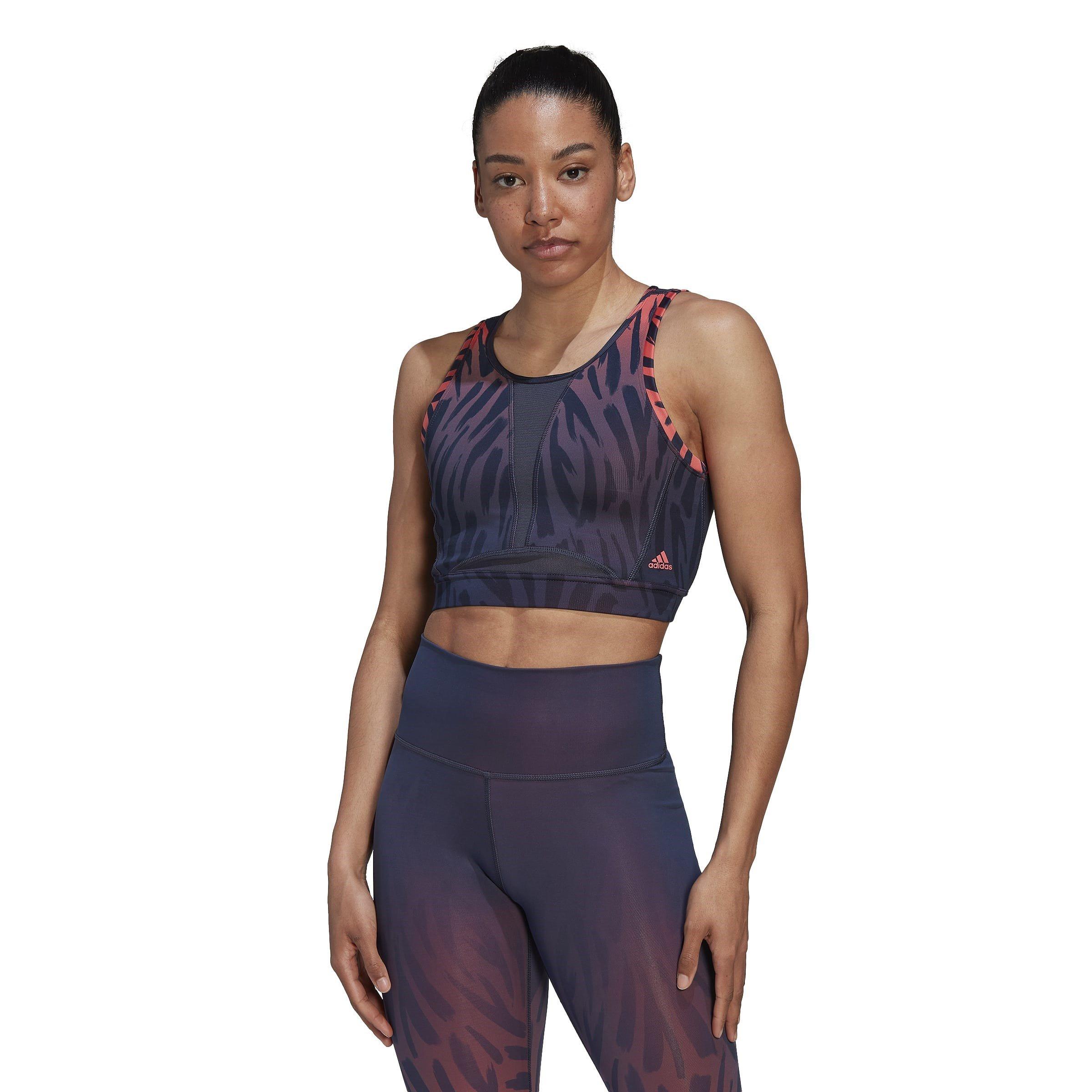 adidas Training Light Support Long Line Tiger Print Bra Womens