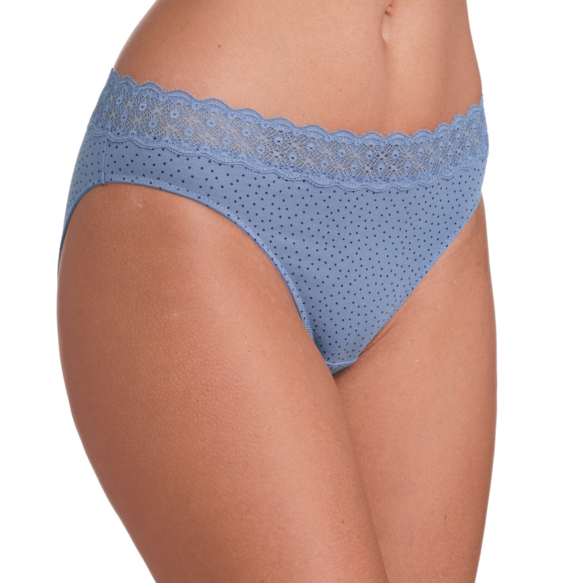 Gina Benotti 3 Damen Slips mit Spitzenbund blau / hellblau / weiss