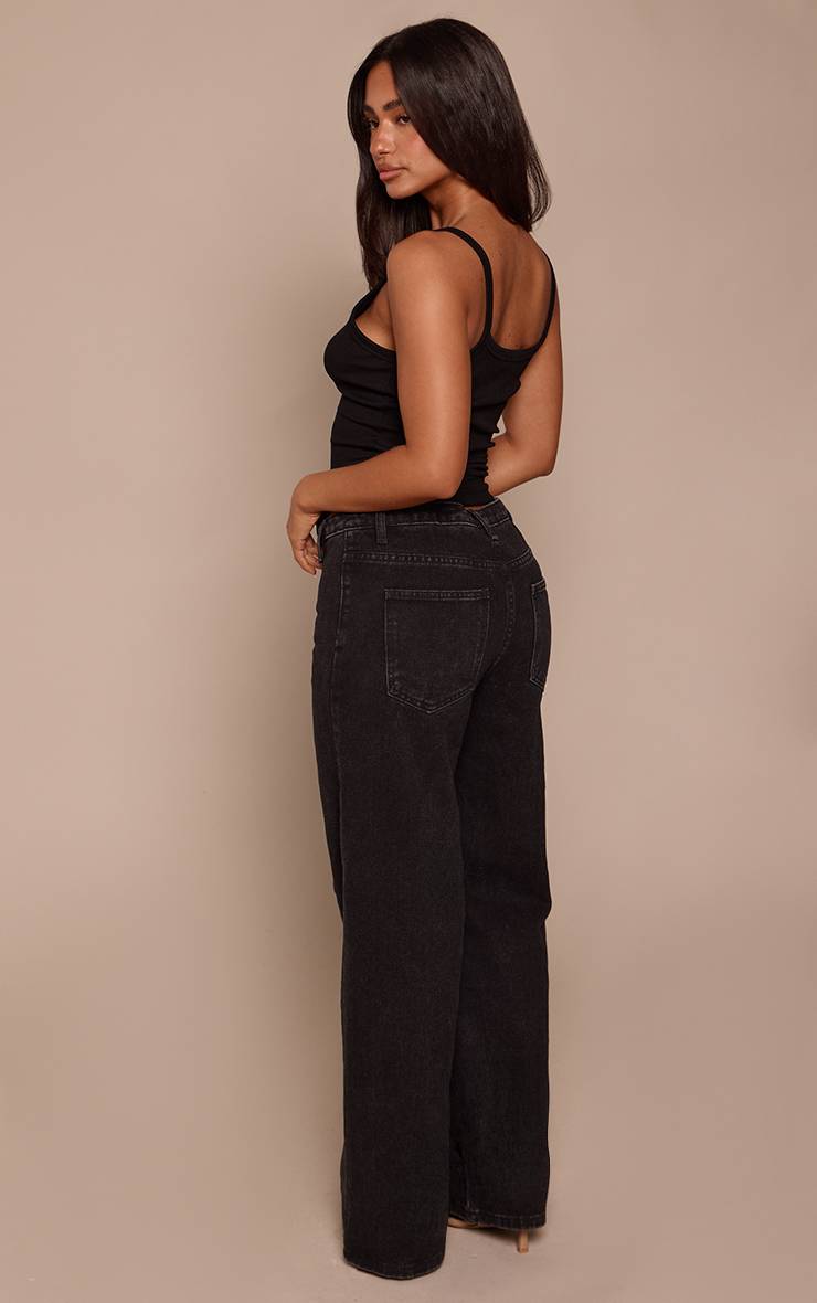 Noir Jean Denim Large À Œillets Sur Le Devant Petite