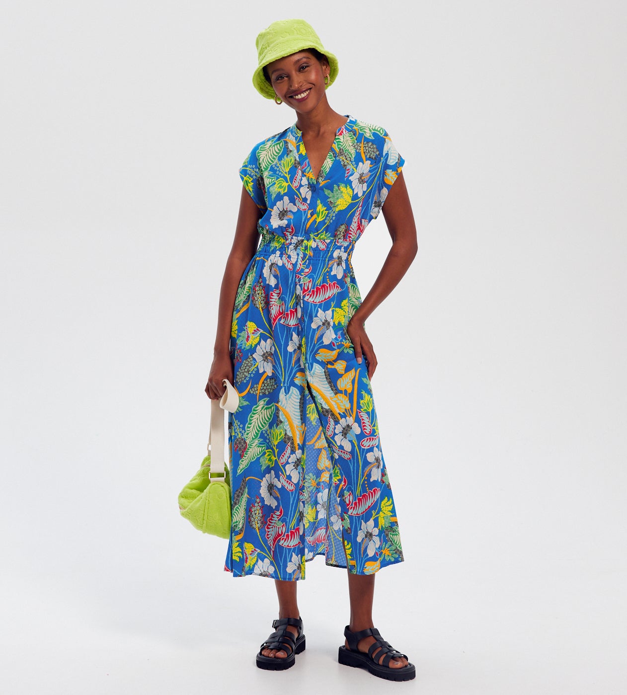 Robe longue imprimée Femme - Imprimé bleu