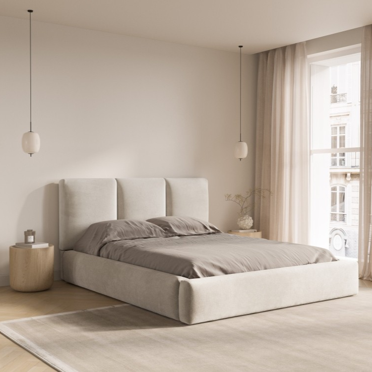 Windsor & Co Horizon Bedframe met Opbergvak - 140 x 200 cm - Fluweel - CrÃ¨me