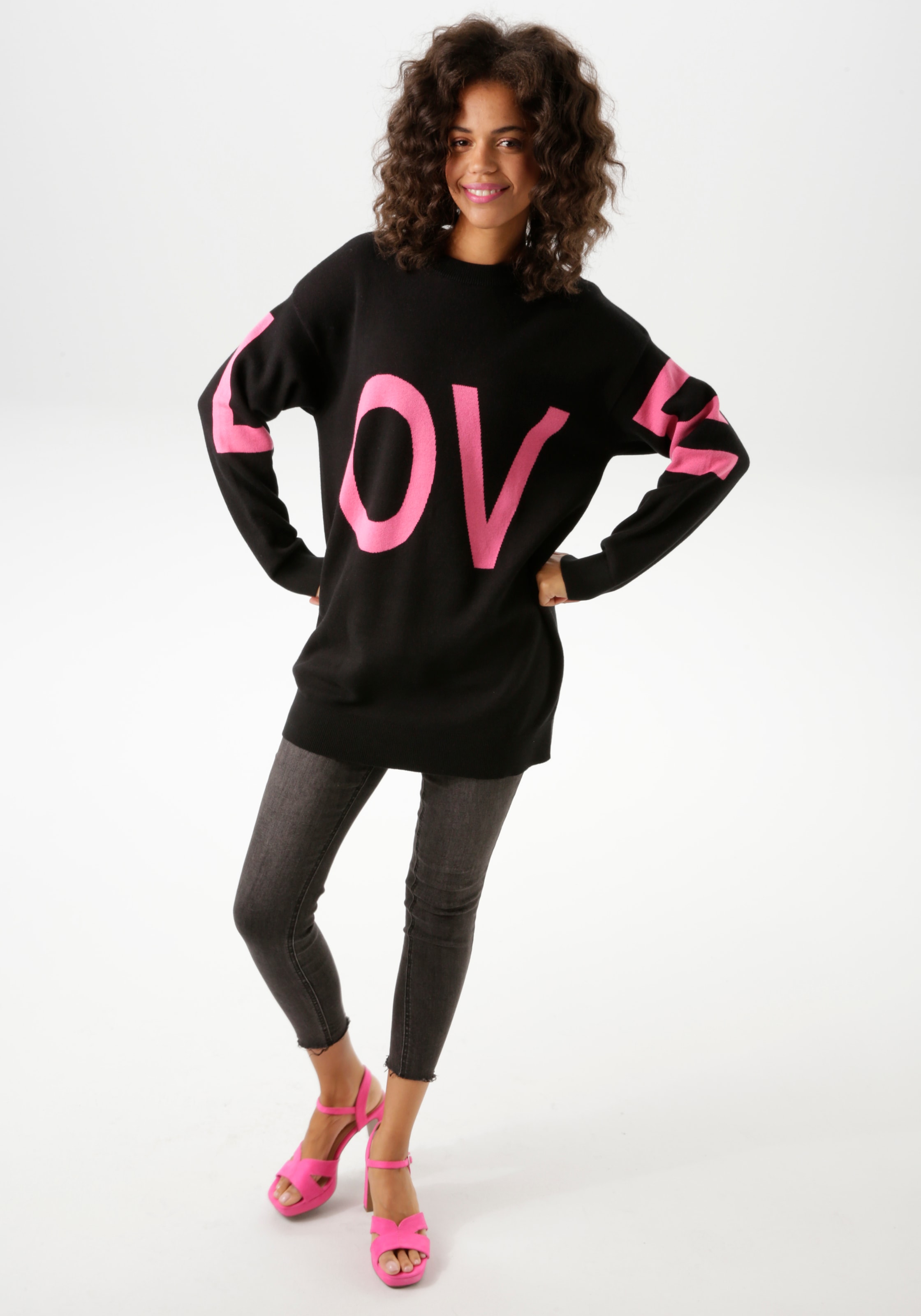 Aniston CASUAL Strickpullover , mit eingestricktem LOVE-Schriftzug