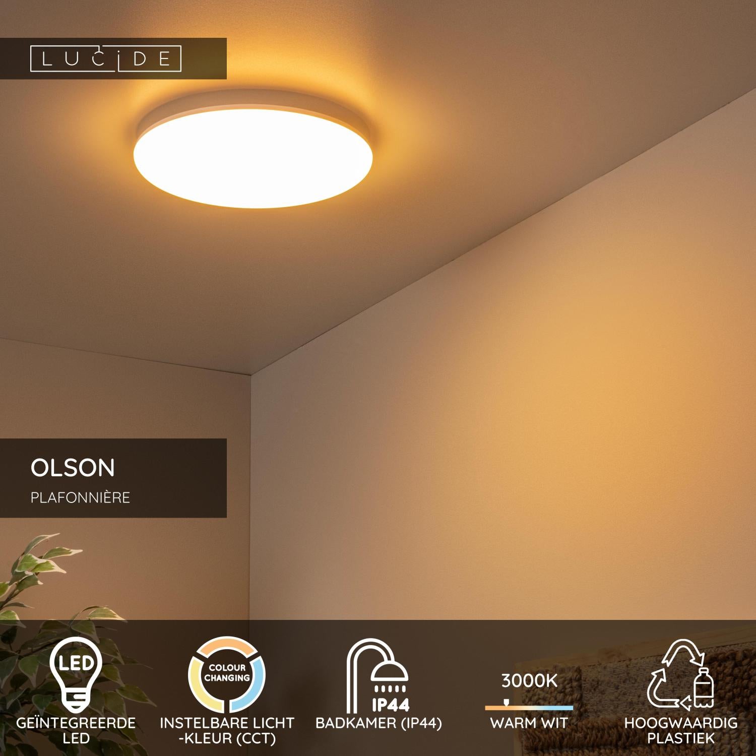 Lucide OLSON PlafonniÃ¨re - Opaal
