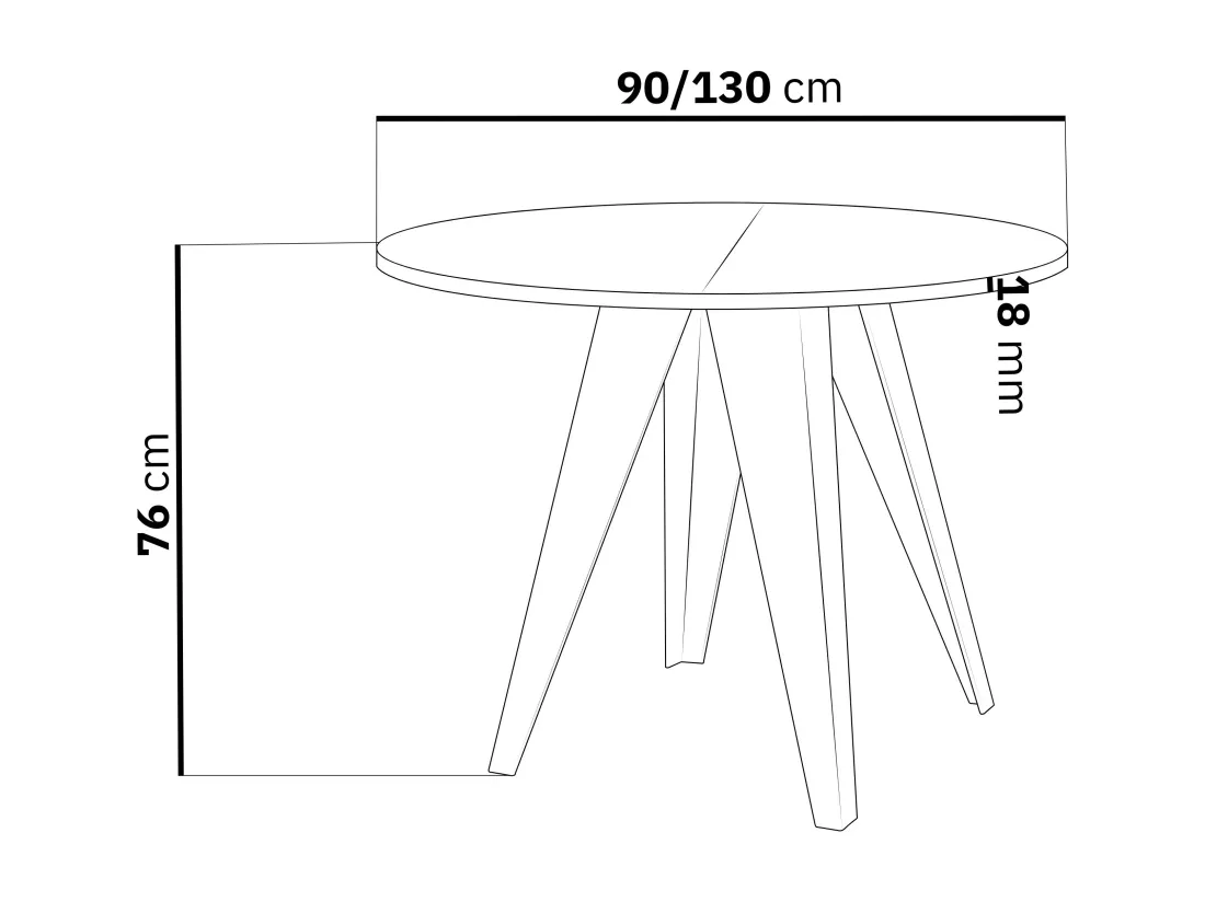 Table De Salle à Manger Ronde De Style Industriel - Moderne - Extensible De 90 Cm à 130 Cm - Pieds Métalliques Blancs - Compacte - Chêne Craft