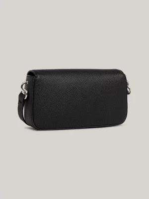 Bolsa transversal com aba e emblema TH